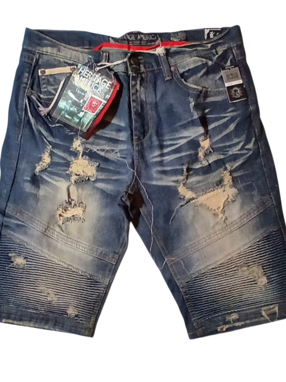 Heritage America Distressed Blue Denim Men’s Shorts